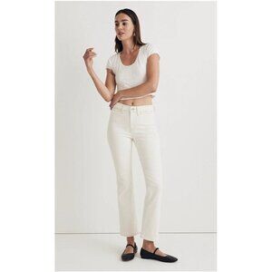 Madewell‎ Womens Kick Out Crop Flared Jeans in White Size 29